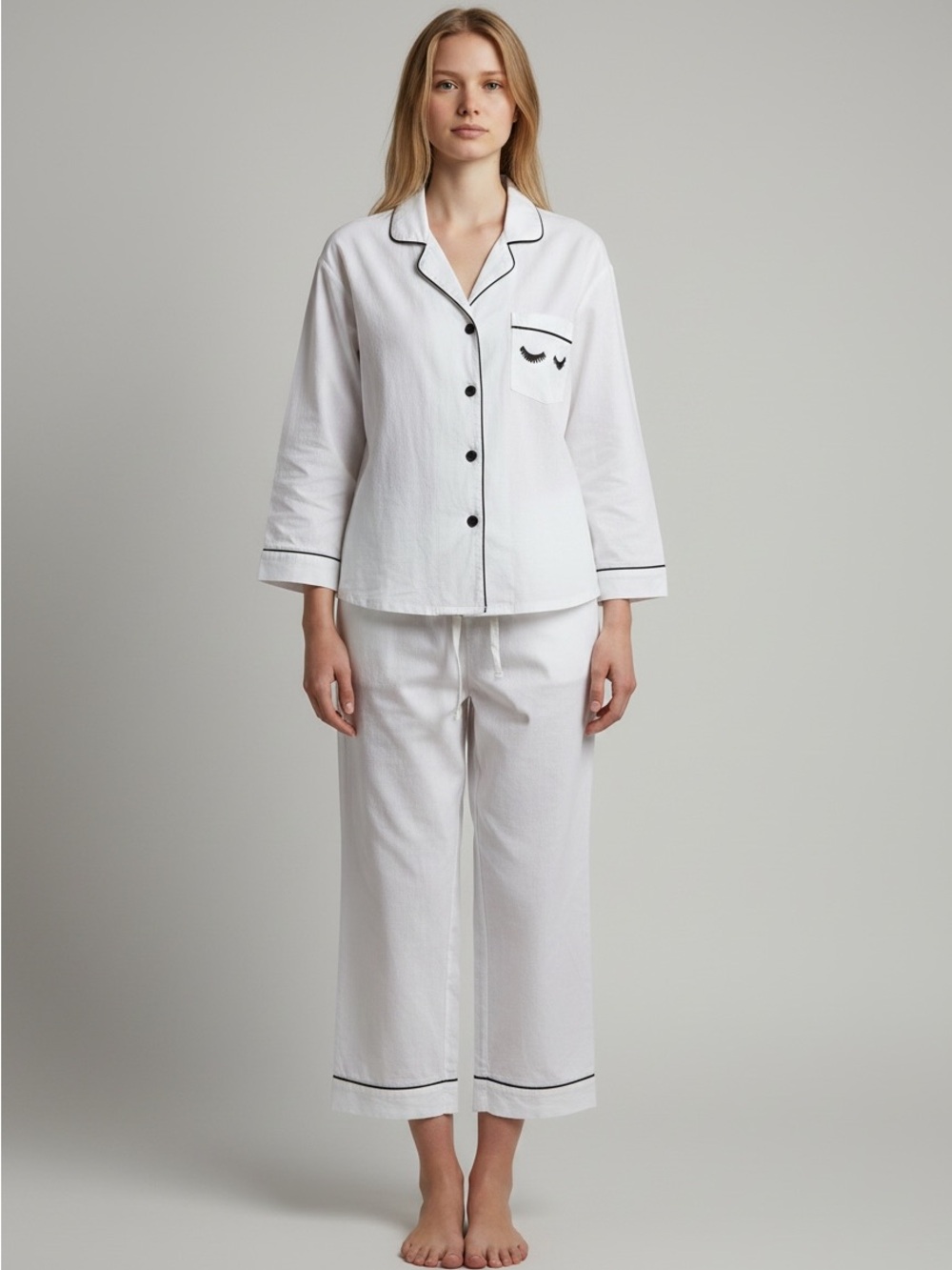 BedHead Pajamas White Eyelash Cotton Pajama Set XS
